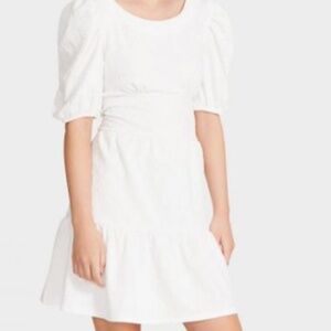 Betsey Johnson White Floral Bell Sleeve Dress in Size L